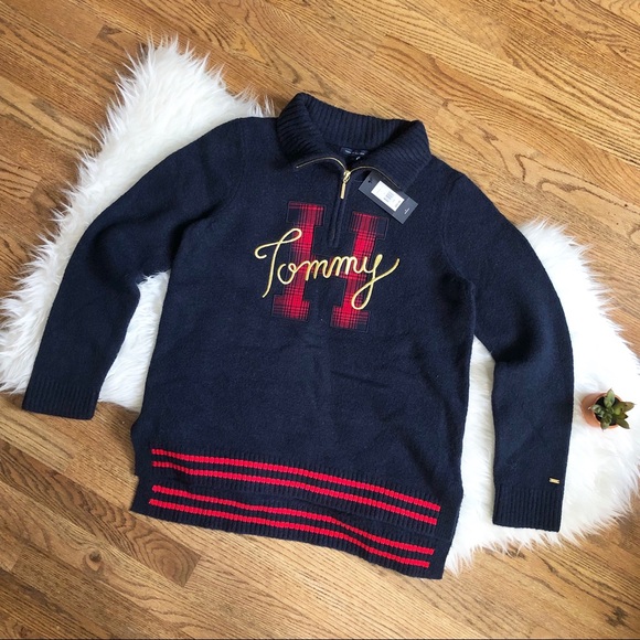 TOMMY Navy blue polo sweater - Picture 1 of 8
